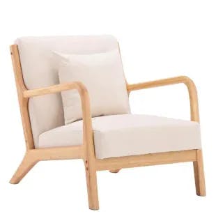  Beige Wood Accent Chair | The Home Depot