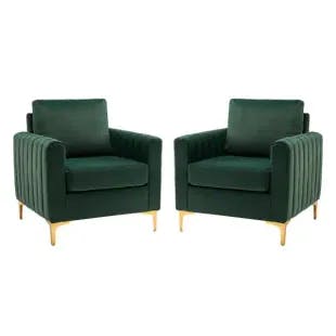  Ennomus Green Club Chair with Metal Legs (Set of 2) | The Home Depot