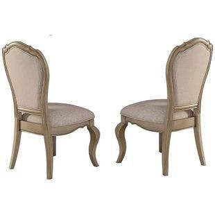  Chelmsford Beige Fabric and Antique Taupe Tufted Side Chair (Set of 2) | The Home Depot