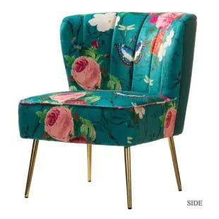  Amata Blue Tufted Gold Legs Side Chair | The Home Depot