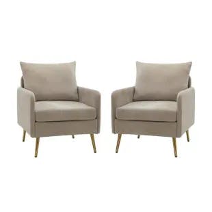 Magnesia Tan Armchair with Metal Legs (Set of 2) | The Home Depot