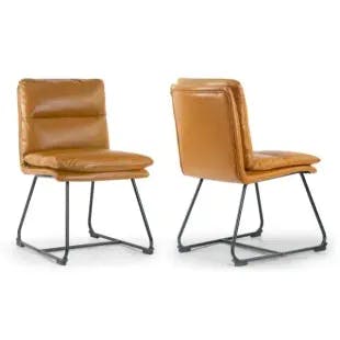  Set of 2 Aulani Light Brown Upholstered Metal Frame Dining Chair with Puffy Cushions | The Home Depot