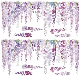  Purple Watercolor Wisteria Peel and Stick Giant Wall Decals | The Home Depot