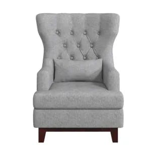  Davi Light Gray Textured Upholstery Tufted Back Wingback Chair | The Home Depot