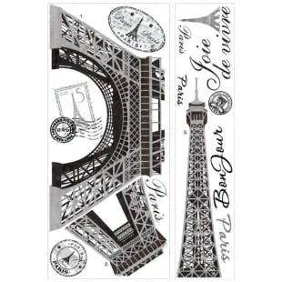  18 in. x 40 in. Eiffel Tower 13-Piece Peel and Stick Giant Wall Decal | The Home Depot