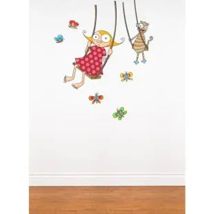  (43 in x 49 in) Multi-Color "Swing Girl" Kids Wall Decal | The Home Depot