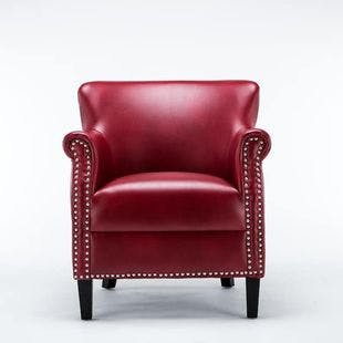  Holly Red Faux Leather Club Chair | The Home Depot