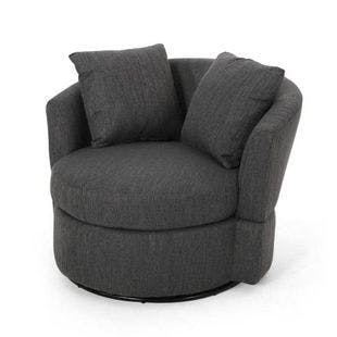  Candler Beige and Black Fabric Swivel Club Chair | The Home Depot