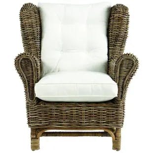  Kubu Gray Fabric Wing Chair with White Cushion | The Home Depot