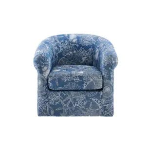  Lonnie Blue and White Coastal Swivel Club Chair | The Home Depot