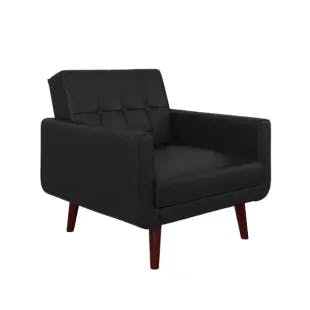  Fay Black Faux Leather Upholstered Modern Chair | The Home Depot