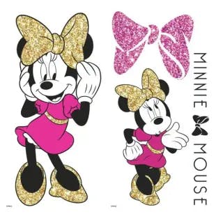  5 in. x 11.5 in. 4-Piece Minnie Mouse Peel and Stick Wall Decals with Glitter | The Home Depot