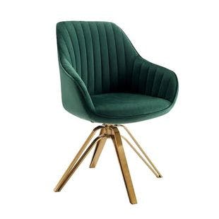  Arthur Mid-Century Deep Green Fabric Swivel Accent Arm Chair with Metal Legs | The Home Depot