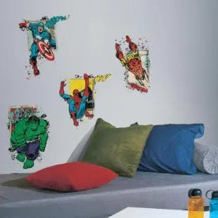  2.5 in. x 21 in. Marvel Superhero Burst Peel and Stick Giant Wall Decal (4-Piece) | The Home Depot