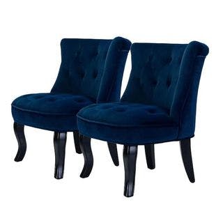  Jane Navy Tufted Accent Chair (Set of 2) | The Home Depot