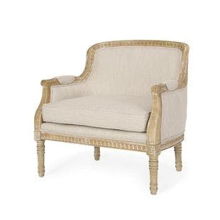  Elias Beige and Natural Fabric Upholstered Club Chair | The Home Depot