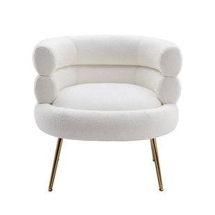  Modern Leisure White Fabric Accent Chair with Golden Feet | The Home Depot