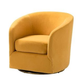  Estefan Mustard Comfy Swivel Barrel Chair with Metal Base | The Home Depot