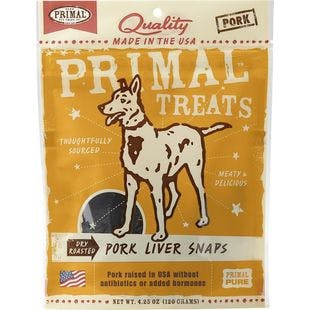 PRIMAL Pork Liver Snaps Dry Roasted Dog Treats, 4.25-oz bag - Chewy
