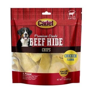 CADET Premium Grade Chicken Flavor Rawhide Chips Dog Treats, 1-lb bag - Chewy