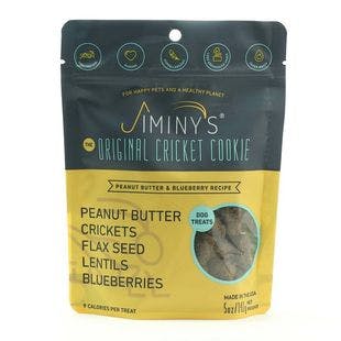 JIMINY'S Grain-Free Cricket Cookie Peanut Butter & Blueberry Recipe Dog Treats, 5-oz bag - Chewy