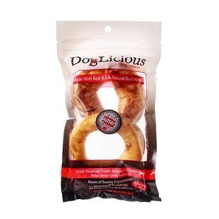 CANINE'S CHOICE DogLicious 3.5" Peanut Butter Flavored Donuts Rawhide Dog Treats, 2 count - Chewy