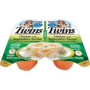 INABA Twins Chicken with Vegetables Recipe Grain-Free Dog Food Topper, 1.23-oz, pack of 2 - Chewy