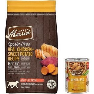 MERRICK Real Chicken + Sweet Potato Recipe Dry Food + Wet Dog Food Wingaling - Chewy