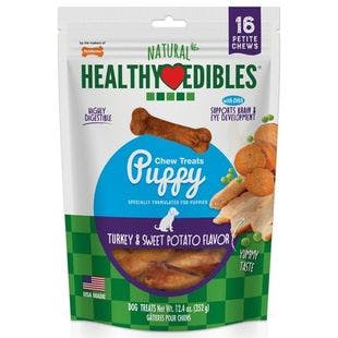 NYLABONE Healthy Edibles Puppy Turkey & Sweet Potato Flavor Dog Bone, X-Small, 16 count - Chewy