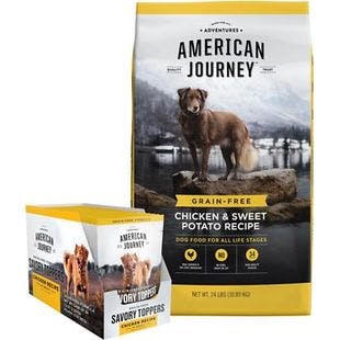 AMERICAN JOURNEY Savory Toppers Chicken Recipe in Gravy Grain-Free Dog Food Topper + Chicken & Sweet Potato Recipe Grain-Free Dry Food - Chewy