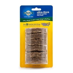 BUSY BUDDY Ultra-Thick Natural Rawhide Rings Dog Treats, Size F - Chewy