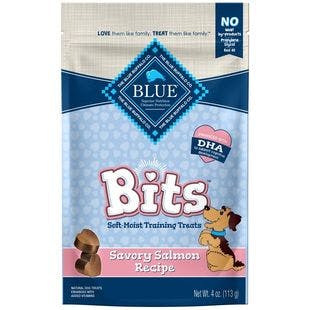 BLUE BUFFALO Blue Bits Savory Salmon Recipe Soft-Moist Training Dog Treats, 4-oz bag - Chewy