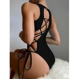 Lace-up One Piece Swimsuit | SHEIN USA