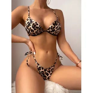 Leopard Push Up Tie Side Bikini Swimsuit | SHEIN USA