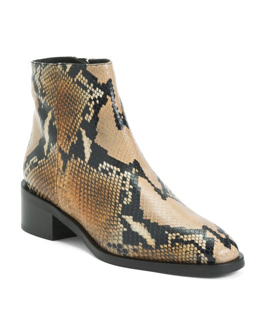 Made In Italy Leather Snake Print Booties | Shoes | Marshalls