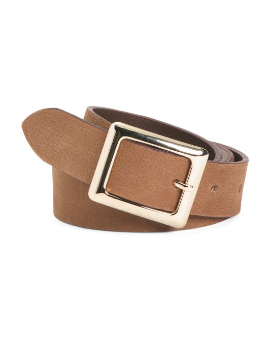 Made In Spain Leather Smooth Square Buckle Belt | Handbags | T.J.Maxx