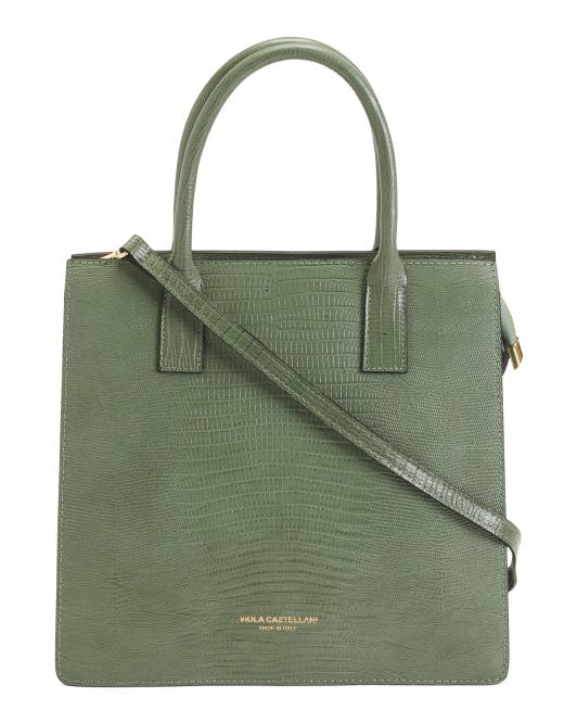 Made In Italy Leather Lizard Square Satchel | Mother's Day Gifts | T.J.Maxx