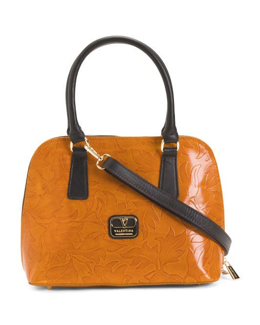 Made In Italy Leather Crocco Dome Satchel | Women | T.J.Maxx