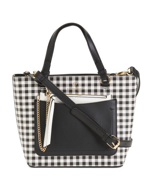 Gingham Satchel With Wristlet And Shoulder Strap | Handbags | T.J.Maxx