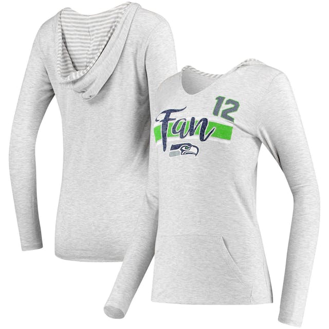 Women's 12s Gray Seattle Seahawks Pocket Name & Number Hoodie T-Shirt