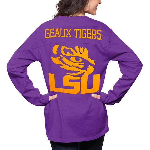 Women's Pressbox Purple LSU Tigers The Big Shirt Oversized Long Sleeve T-Shirt