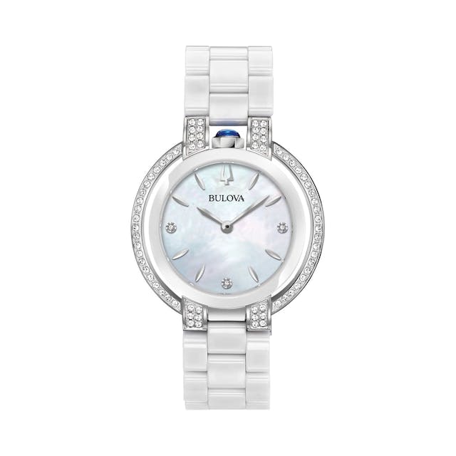 Bulova Women's Rubaiyat Diamond Accent White Ceramic Watch - 98R265