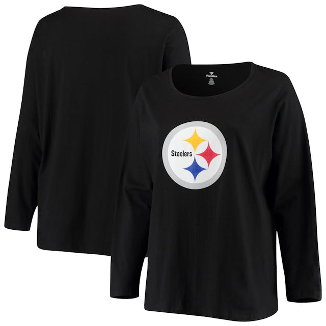 Women's Fanatics Branded Black Pittsburgh Steelers Plus Size Primary Logo Long Sleeve T-Shirt