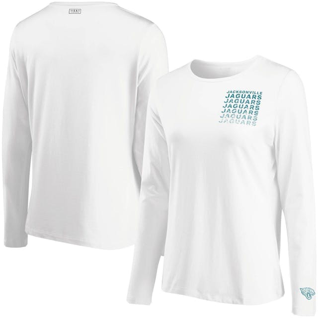 Women's WEAR by Erin Andrews White Jacksonville Jaguars Repeat Tri-Blend Long Sleeve T-Shirt