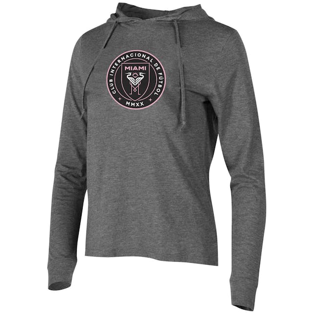 Women's Concepts Sport Heathered Charcoal Inter Miami CF Crescent Hoodie Tri-Blend Long Sleeve T-Shirt