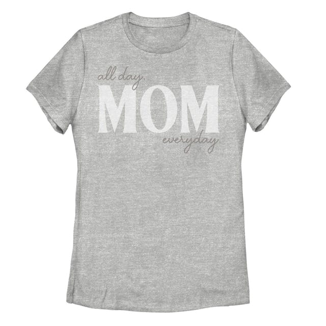 Juniors' Mom All day, Everyday Faded Text Graphic Tee