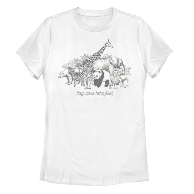 Juniors' "They Were Here First" Animal Group Portrait Tee