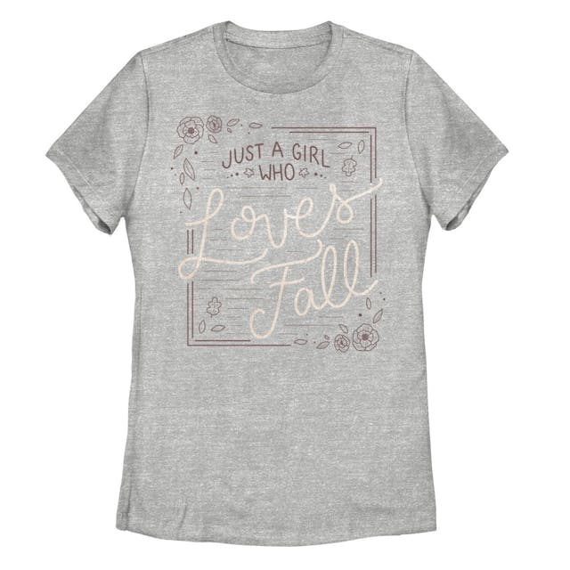 Juniors' "Just A Girl Who Loves Fall" Framed Text Tee