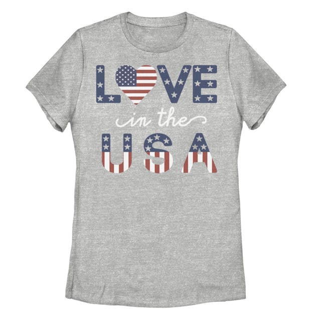 Juniors' "Love In The USA" Flag Graphic Tee