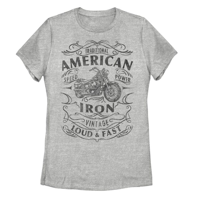 Juniors' "American Iron Loud & Fast" Motorcycle Graphic Tee